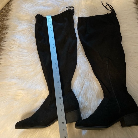 Hannah Shoe Dazzle Over The Knee Boots Women’s Size 10 Black Bottom Side Zip - Picture 3 of 13